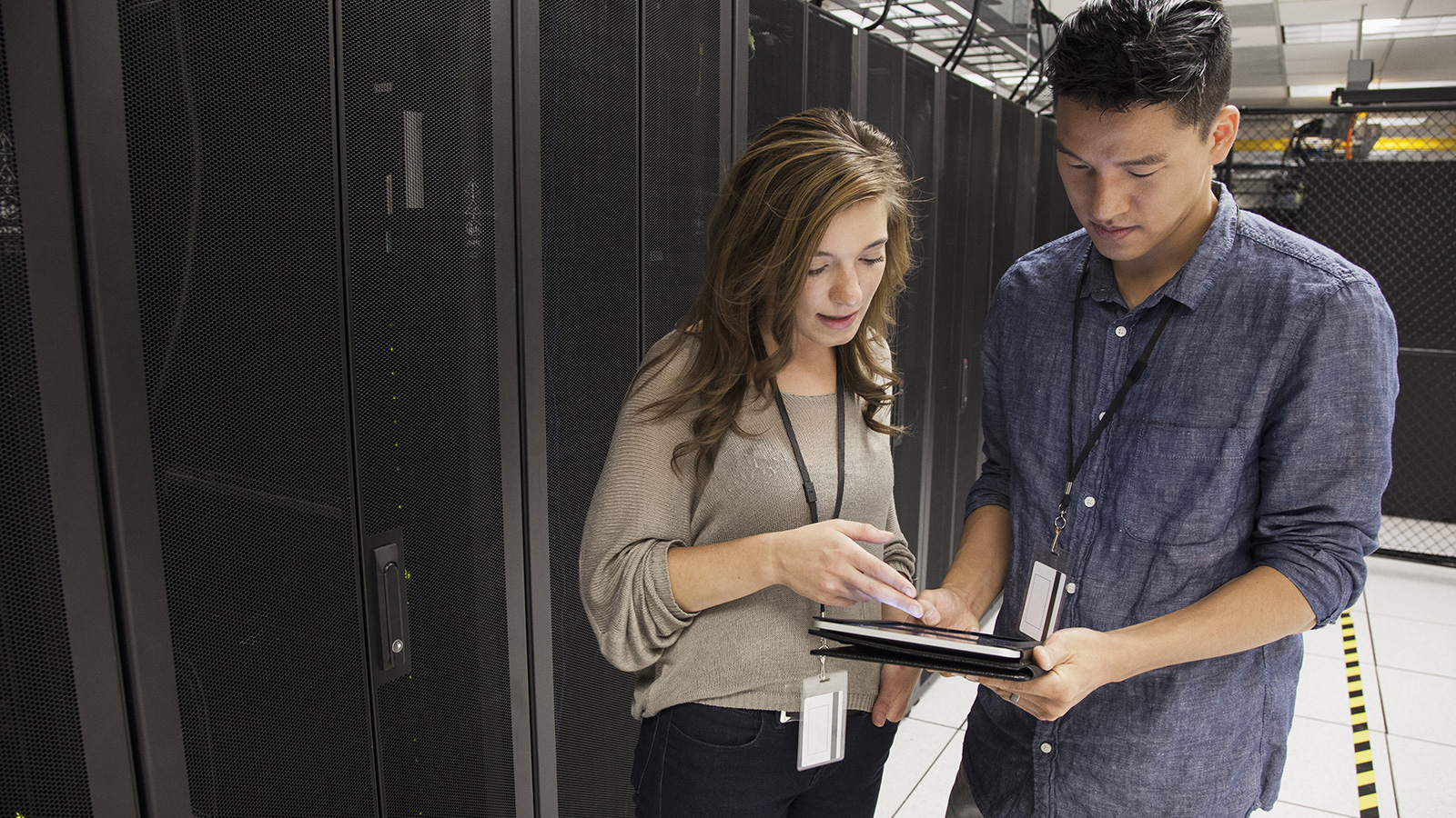 People in server room
