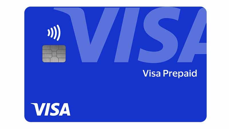 Chip-enabled Visa Prepaid card with Visa logo and Tap to Pay logo.